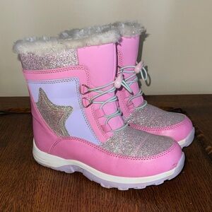 Wonder Nation Pink and White Kids Boots for girls. Size 1.